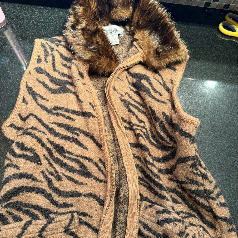 Brown and Black Faux Fur Vest